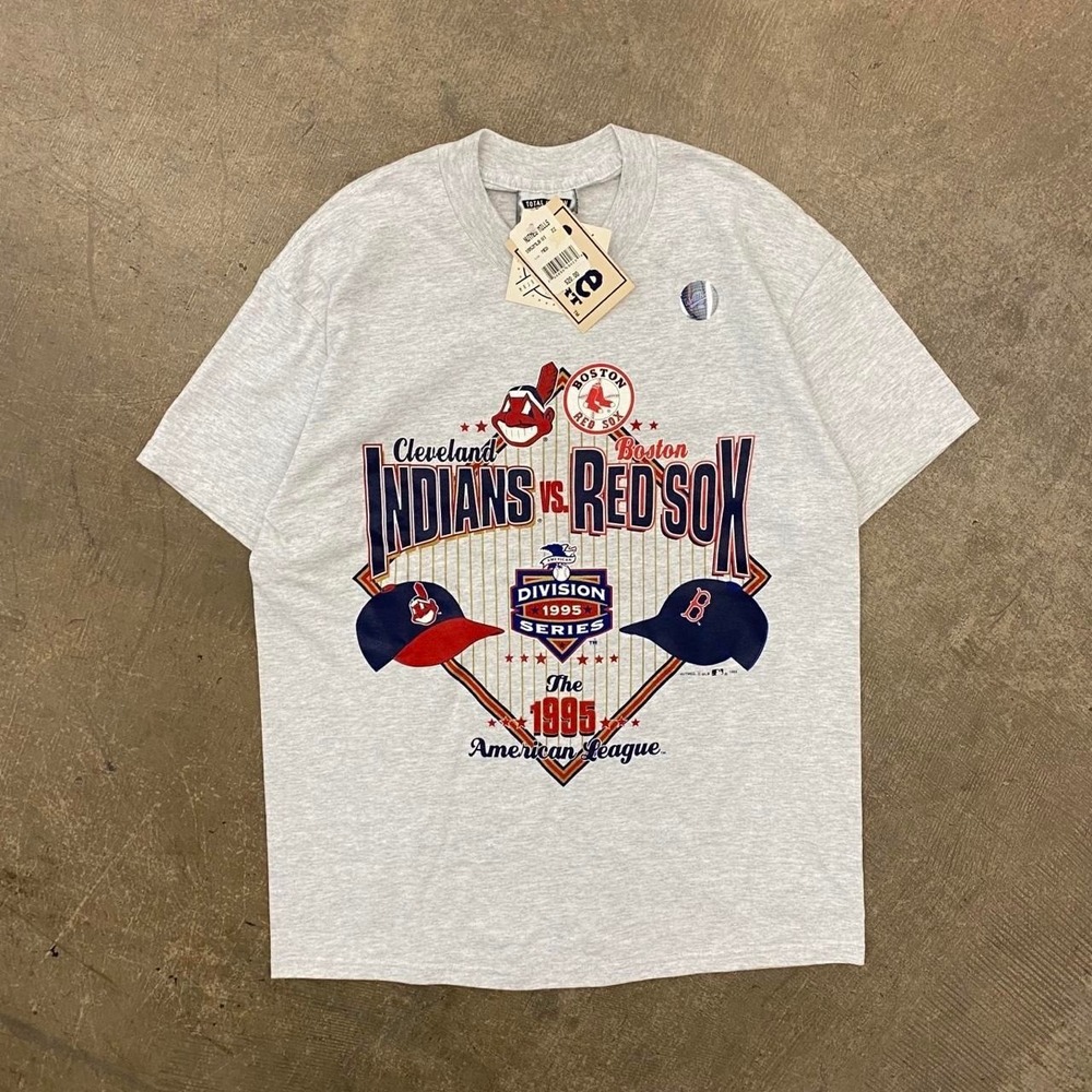 Vintage MLB 1995 Division Series Cleveland Indians Boston Red Sox Nutmeg Shirt M
